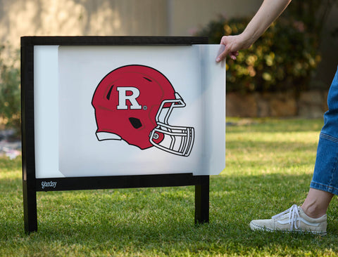 Rutgers Helmet Mark White Yardsy Sign - Interchangeable