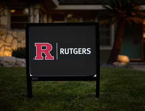 Rutgers Horizontal Mark Black Yardsy Sign - Hero