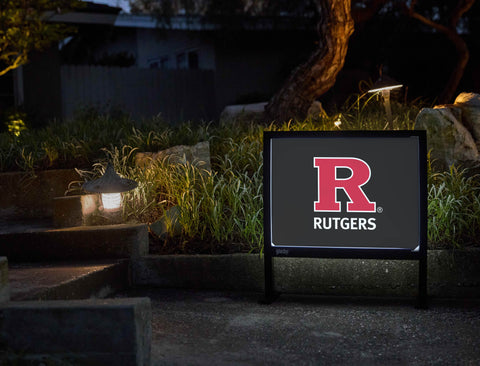 Rutgers R Red Vertical Mark Black Yardsy Sign - Flat Feet