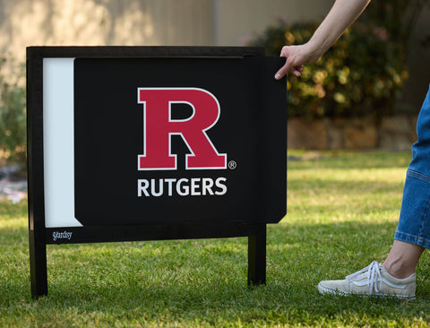 Rutgers R Red Vertical Mark Black Yardsy Sign - Interchangeable