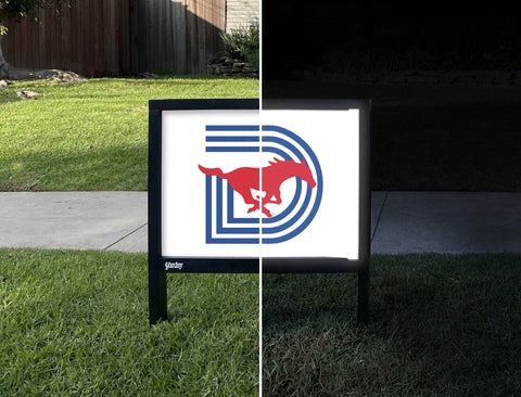 SMU Triple D White Yardsy Sign - Day Night