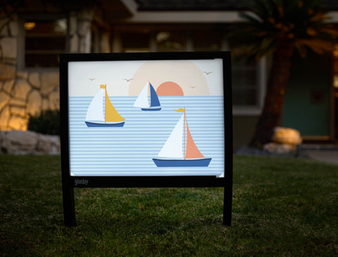Sailboats At Sea Yardsy Sign - Hero