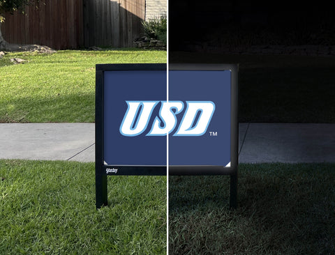 USD Athletics Mark Blue Yardsy Sign - Day Night