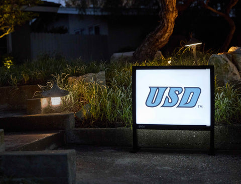 USD Torero Blue Mark White Yardsy Sign - Flat Feet