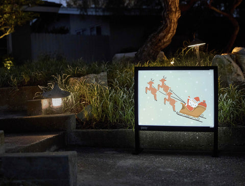 Santa And His Reindeer Yardsy Sign - Flat Feet