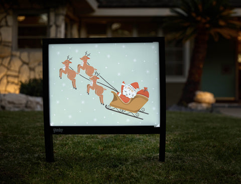 Santa And His Reindeer Yardsy Sign - Hero