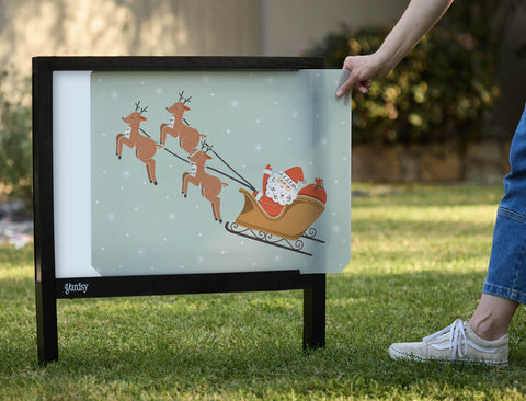 Santa And His Reindeer Yardsy Sign - Interchangeable