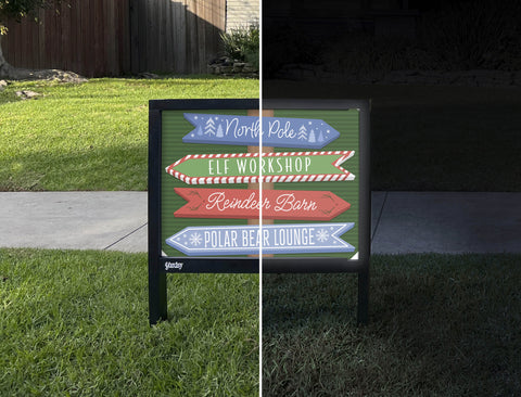 Santa's Village Yardsy Sign - Day Night