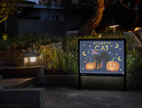 Scaredy Cat Halloween Yardsy Sign - Flat Feet
