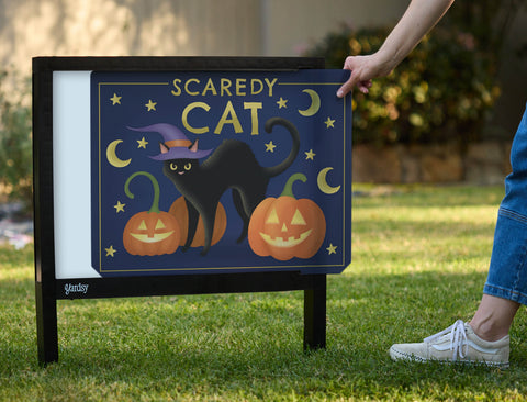 Scaredy Cat Halloween Yardsy Sign - Interchangeable
