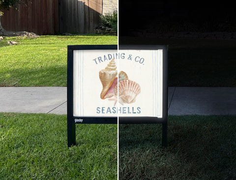 Seashells Trading & Co. Yardsy Sign - Day Night