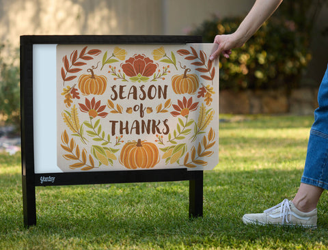 Season Of Thanks Floral Yardsy Sign - Interchangeable