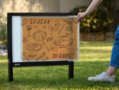 Season Of Thanks Doodle Orange Yardsy Sign - Interchangeable