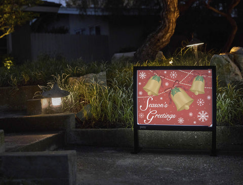 Seasons Greetings Bells Yardsy Sign - Flat Feet