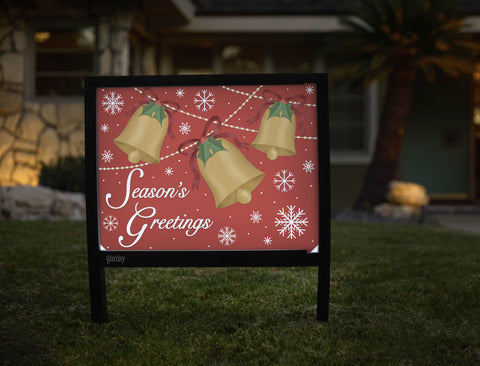 Seasons Greetings Bells Yardsy Sign - Hero