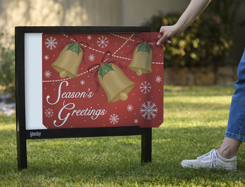 Seasons Greetings Bells Yardsy Sign - Interchangeable
