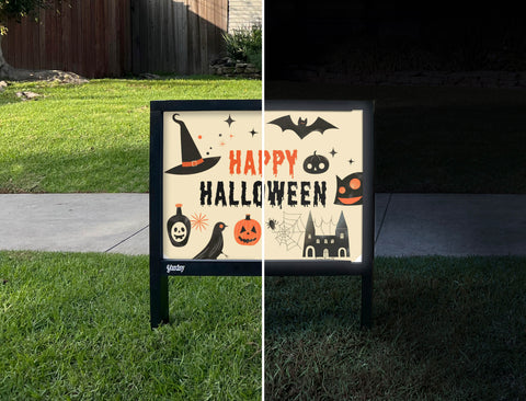 Simple Symbolic Halloween Yardsy Sign - Day Night