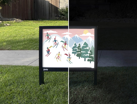 Ski Race Yardsy Sign - Day Night