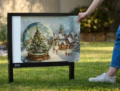 Snow Globe In The Town Holiday Yardsy Sign - Interchangeable