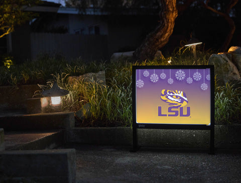 Snow Flakes LSU Holiday Yardsy Sign - Flat Feet