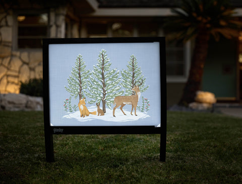Snowy Forest Animals Yardsy Sign - Hero