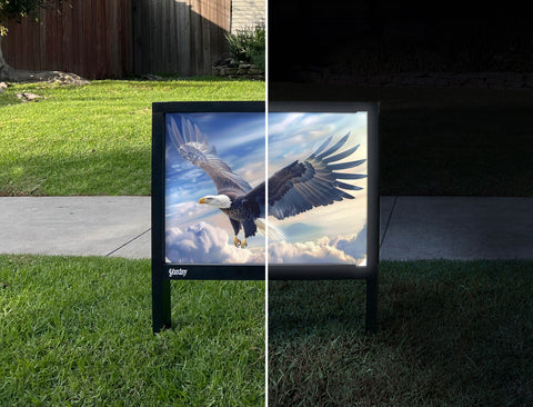 Soaring Eagle Patriotic Yardsy Sign - Day Night