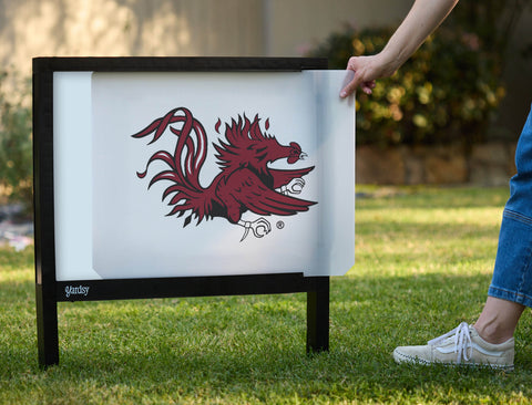 South Carolina Cocky White Yardsy Sign - Interchangeable