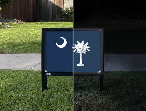 South Carolina State Flag Yardsy Sign - Day Night
