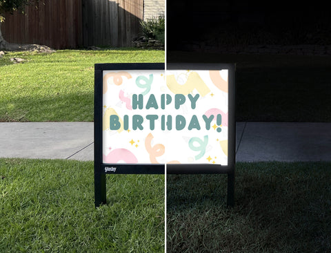 Squiggle Birthday Yardsy Sign - Day Night