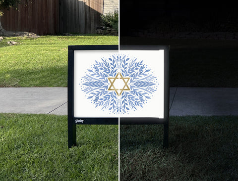 Star Of David Yardsy Sign - Day Night