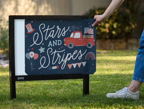 Stars and Stripes Red Truck Yardsy Sign - Interchangeable