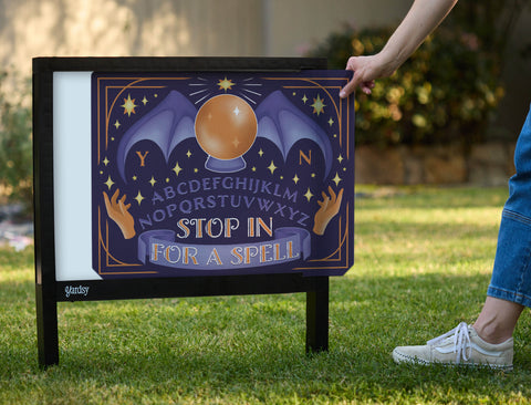 Stop In For A Spell Halloween Yardsy Sign - Interchangeable