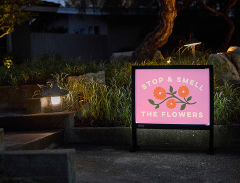 Stop And Smell The Flowers Yardsy Sign - Flat Feet
