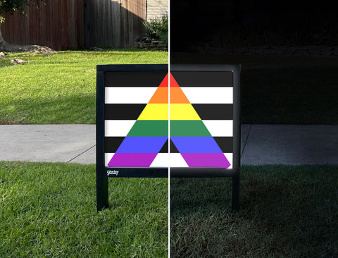Straight Ally Pride Flag Yardsy Sign - Day Night