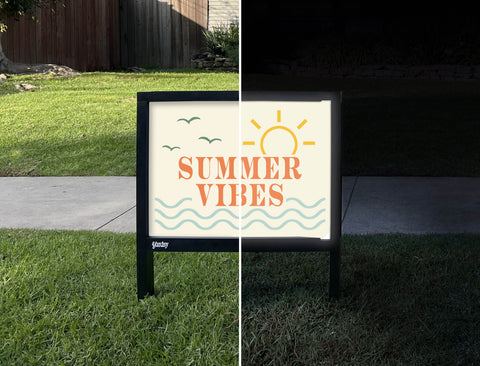 Summer Vibes Yardsy Sign - Day Night