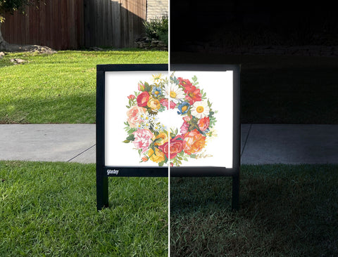 Summer Wreath Outdoor Decor Print Yardsy Sign - Day Night