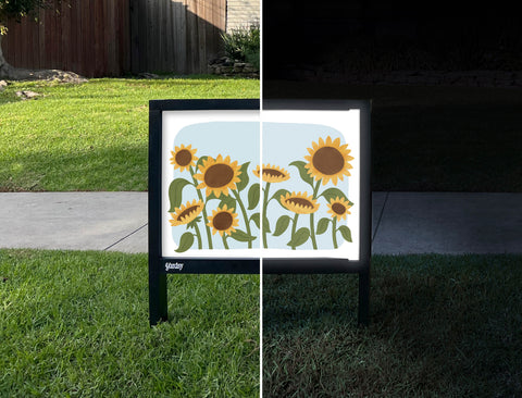 Sunflower Field Yardsy Sign - Day Night