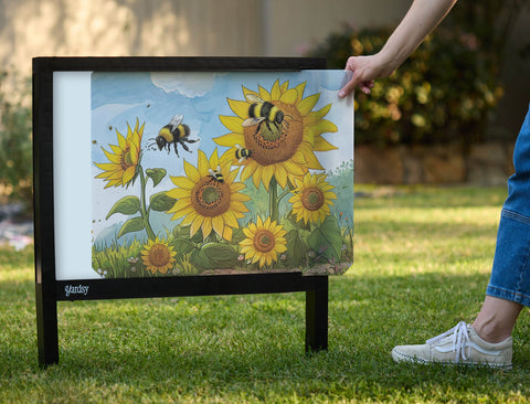 Sunflower World for Bees Garden Sign Yardsy Sign - Interchangeable