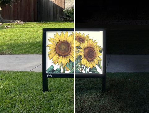 Sunny Sunflowers Decoration Yardsy Sign - Day Night