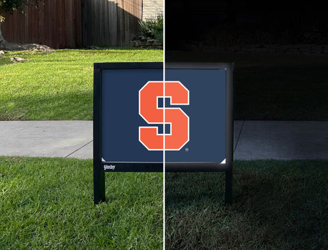 Syracuse University S Blue Yardsy Sign - Day Night