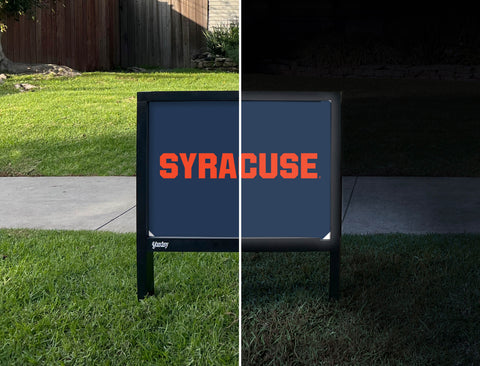 Syracuse University Blue Yardsy Sign - Day Night