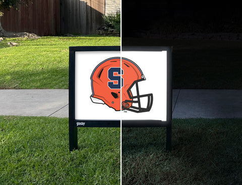 Syracuse University Orange Helmet White Yardsy Sign - Day Night