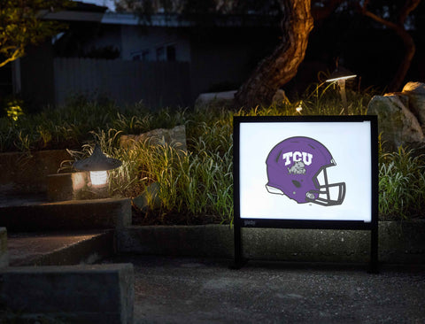 TCU Helmet Mark White Yardsy Sign - Flat Feet