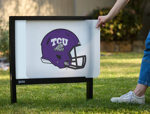 TCU Helmet Mark White Yardsy Sign - Interchangeable