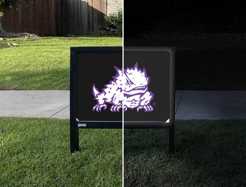 TCU Horned Frog Black Yardsy Sign - Day Night