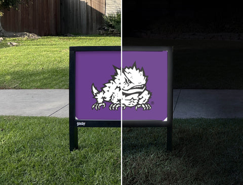 TCU Horned Frog Purple Yardsy Sign - Day Night
