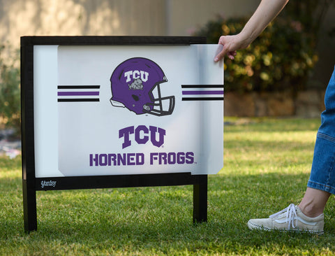 TCU Horned Frogs Helmet Stripes White Yardsy Sign - Interchangeable