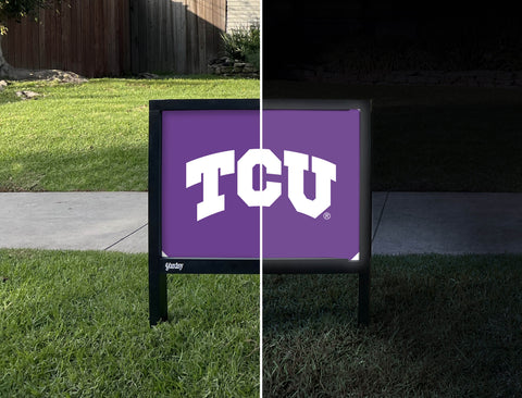 TCU Primary Mark Purple Yardsy Sign - Day Night