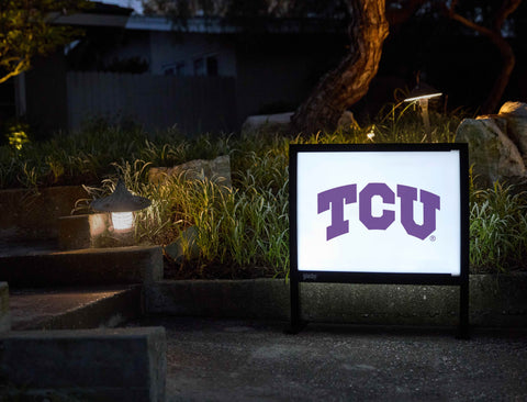 TCU Primary Mark White Yardsy Sign - Flat Feet