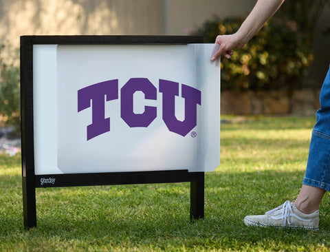 TCU Primary Mark White Yardsy Sign - Interchangeable